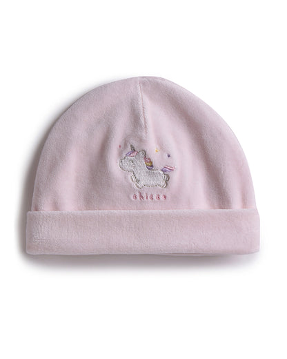 Chicco Pastel Pink Cap-Embroidered-Cotton Polyester-For Infants