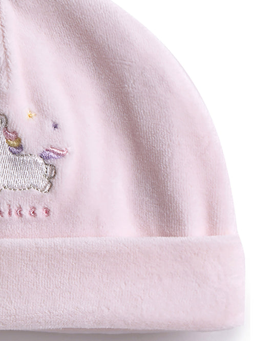 Chicco Pastel Pink Cap-Embroidered-Cotton Polyester-For Infants