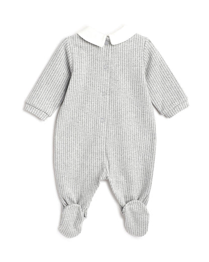 Chicco Grey Sleepsuit-Embroidered-Cotton & Polyester-For Infants