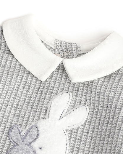 Chicco Grey Sleepsuit-Embroidered-Cotton & Polyester-For Infants