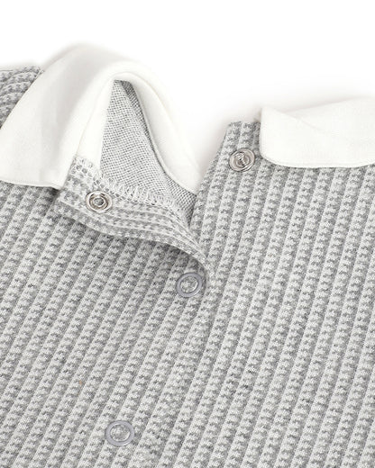 Chicco Grey Sleepsuit-Embroidered-Cotton & Polyester-For Infants