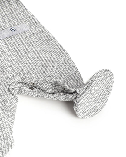 Chicco Grey Sleepsuit-Embroidered-Cotton & Polyester-For Infants