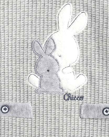 Chicco Grey Sleepsuit-Embroidered-Cotton & Polyester-For Infants