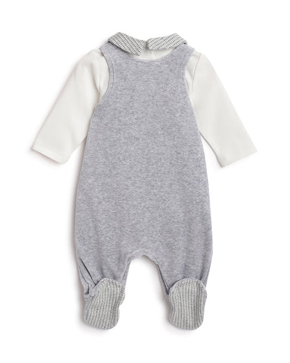 Chicco White & Melange Grey Sleepsuit-Solid-Cotton-For Infants