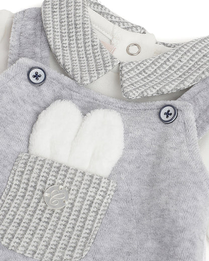 Chicco White & Melange Grey Sleepsuit-Solid-Cotton-For Infants