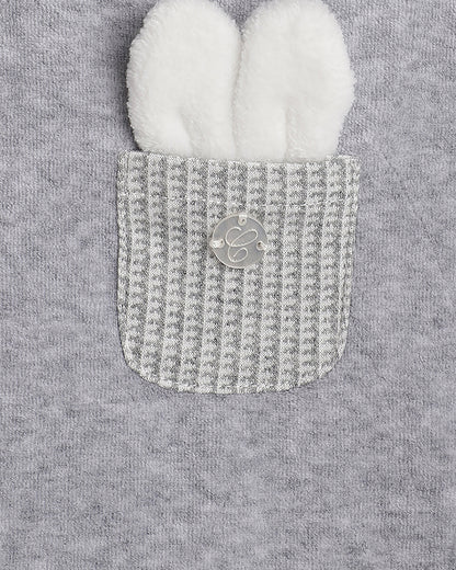 Chicco White & Melange Grey Sleepsuit-Solid-Cotton-For Infants