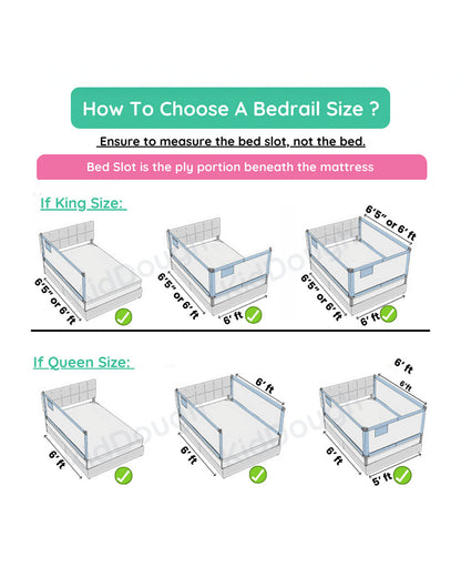 KidDough Three Sides Bed Rail Guard-With Button For Easy Entry & Exit-Tool-Free Installation-Durable Construction-With 28 Level Height Adjustment-5ft Height-Grey-For Babies