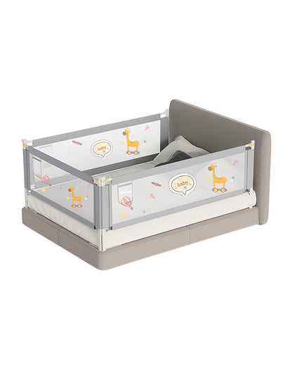 KidDough Three Sides Bed Rail Guard-With Button For Easy Entry & Exit-Tool-Free Installation-Durable Construction-With 28 Level Height Adjustment-6ft Height-Grey-For Babies