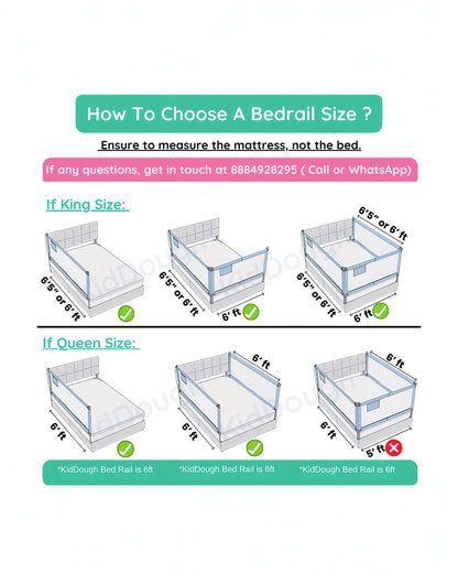 KidDough Three Sides Bed Rail Guard-With Button For Easy Entry & Exit-Tool-Free Installation-Durable Construction-With 28 Level Height Adjustment-6ft Height-Grey-For Babies