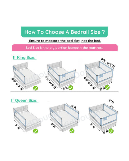 KidDough Two Sides Bed Rail Guard-With Button For Easy Entry & Exit-Tool-Free Installation-Durable Construction-With 28 Level Height Adjustment-6ft Height-Off White-For Babies