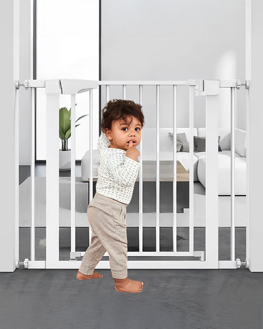 KidDough Safety Gate-With Automatic Closing & Double lock Mechanism-Ideal For Stairways & Doorways-Tool Free Installation-96-103cms Wide Coverage-For Babies