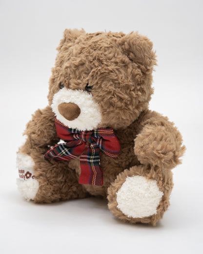 Just Bear Furry Bowbert With Checkered Bow Plush Soft Toy-Improves Motor Skills-36M+