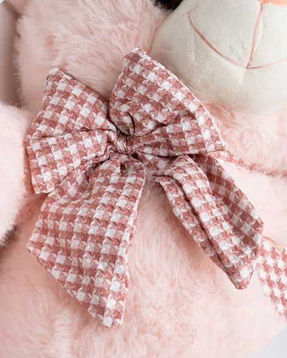 Just Bear Peach Fluffy Bow Plush Soft Toy-Improves Motor Skills-36M+