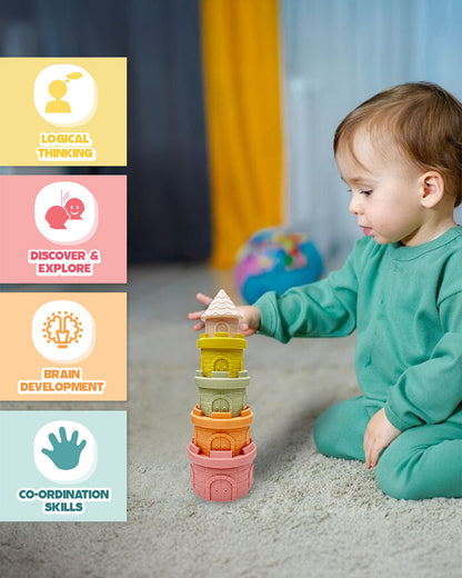Wembley Castle  Stacker-Shape Sorter & Stacker-Includes 6 Activity Cups-Learning & Educational Toys-0M+