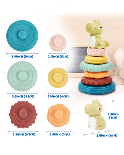 Wembley Dino Stacker-Shape Sorter & Stacker-Includes 6 Activity Rings-Learning & Educational Toys-0M+