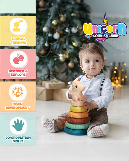 Wembley Unicorn Stacker-Shape Sorter & Stacker-Includes 6 Activity Rings-Learning & Educational Toys-0M+