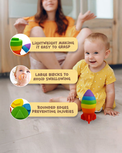 Wembley Rocket Stacker-Shape Sorter & Stacker-Includes 6 Shapes-Learning & Educational Toys-0M+