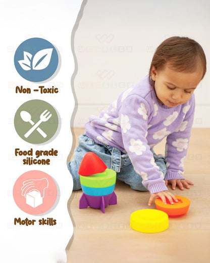 Wembley Rocket Stacker-Shape Sorter & Stacker-Includes 6 Shapes-Learning & Educational Toys-0M+
