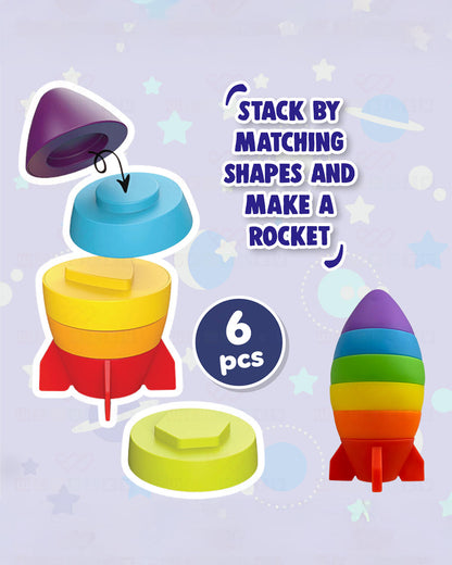 Wembley Rocket Stacker-Shape Sorter & Stacker-Includes 6 Shapes-Learning & Educational Toys-0M+