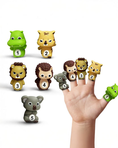 Wembley 5 Pieces Wild Animal Finger Puppet Soft Toy-Lightweight & Non-Toxic-For Newborn