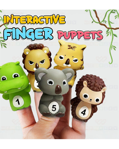 Wembley 5 Pieces Wild Animal Finger Puppet Soft Toy-Lightweight & Non-Toxic-For Newborn