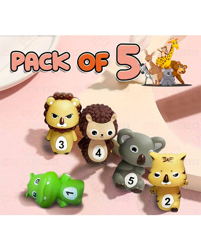 Wembley 5 Pieces Wild Animal Finger Puppet Soft Toy-Lightweight & Non-Toxic-For Newborn