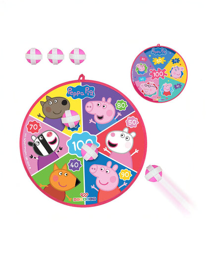 Peppa Pig 2 in 1 Dart Board-Indoor Toys-Includes 3 Easy To Stick Velcro Balls-Develop Fine Motor Skills-36M+