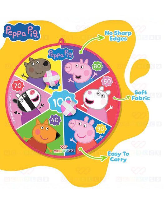 Peppa Pig 2 in 1 Dart Board-Indoor Toys-Includes 3 Easy To Stick Velcro Balls-Develop Fine Motor Skills-36M+