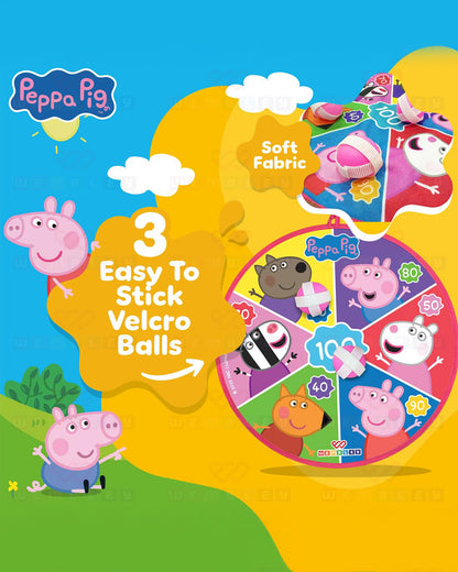 Peppa Pig 2 in 1 Dart Board-Indoor Toys-Includes 3 Easy To Stick Velcro Balls-Develop Fine Motor Skills-36M+