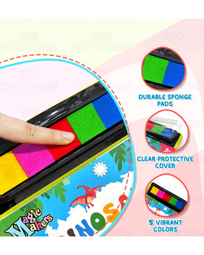 Wembley Dinosaur Finger Painting & Coloring-Art & Craft Kit-Non Toxic & Mess Free-36M+