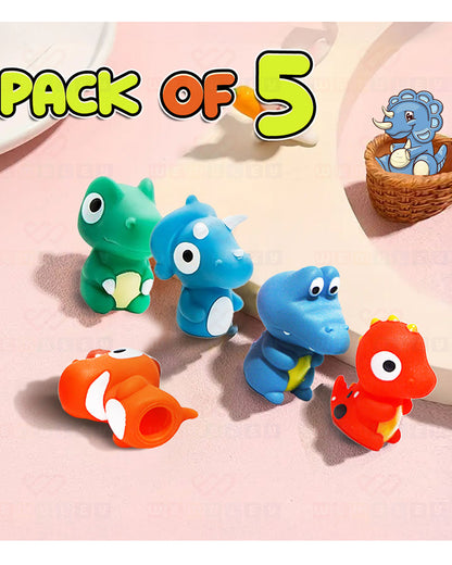 Wembley 5 Pieces Dino Finger Puppet Soft Toy-Lightweight & Non-Toxic-For Newborn