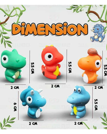 Wembley 5 Pieces Dino Finger Puppet Soft Toy-Lightweight & Non-Toxic-For Newborn