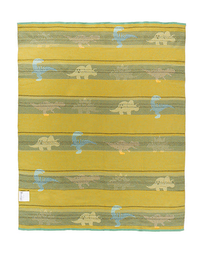 Pomme Dinosaur Family Knitted Ultra Soft 100% Cotton Blanket-White-For Infants