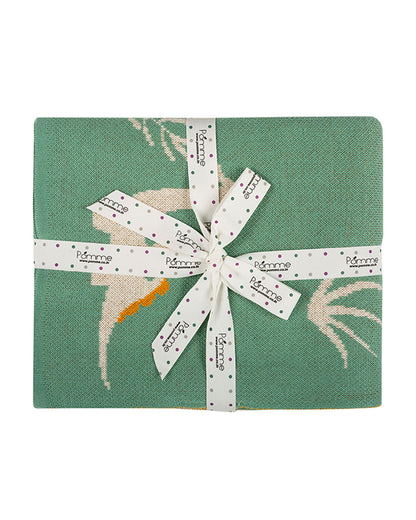 Pomme Dino Dreams Knitted Ultra Soft Blanket-100% Cotton-Sea Green-For Infants