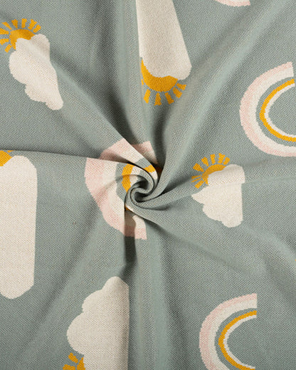Pomme Rainbow Clouds Knitted Ultra Soft Blanket-100% Cotton-Grey-For Infants