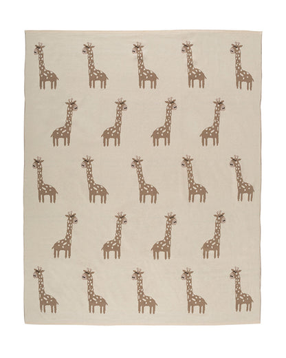 Pomme Giraffe Knitted Ultra Soft Blanket-100% Cotton-Grey-For Infants
