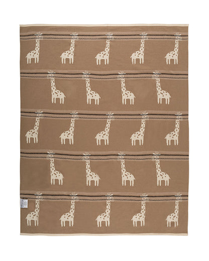 Pomme Giraffe Knitted Ultra Soft Blanket-100% Cotton-Grey-For Infants