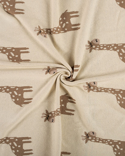 Pomme Giraffe Knitted Ultra Soft Blanket-100% Cotton-Grey-For Infants