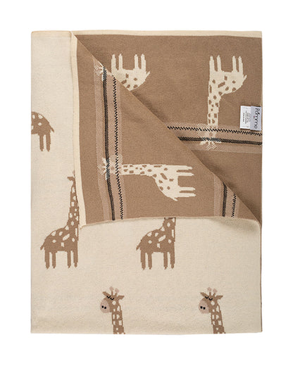 Pomme Giraffe Knitted Ultra Soft Blanket-100% Cotton-Grey-For Infants