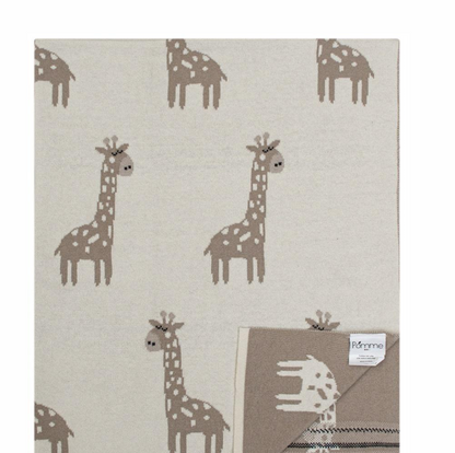 Pomme Giraffe Knitted Ultra Soft Blanket-100% Cotton-Grey-For Infants