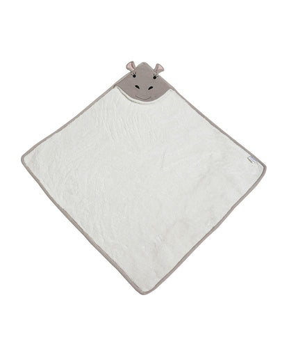 Pomme Hippo Knitted Ultra Soft Hooded Blanket-100% Cotton-Grey-For Infants
