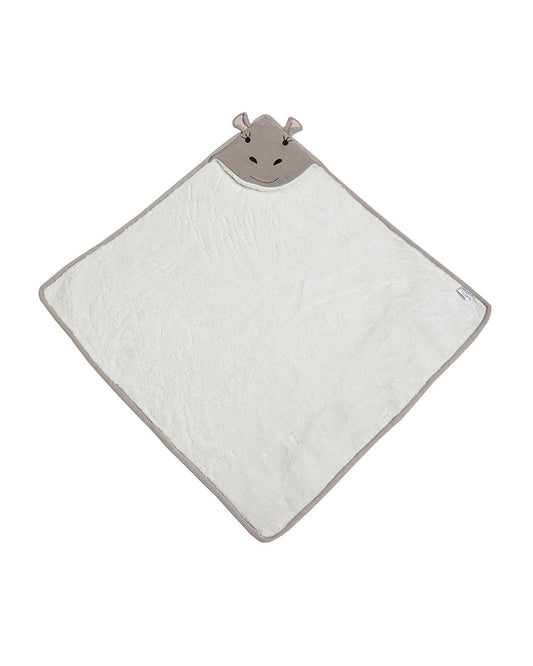 Pomme Hippo Knitted Ultra Soft Hooded Blanket-100% Cotton-Grey-For Infants
