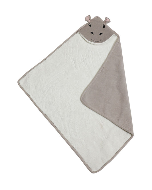 Pomme Hippo Knitted Ultra Soft Hooded Blanket-100% Cotton-Grey-For Infants