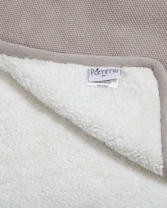 Pomme Hippo Knitted Ultra Soft Hooded Blanket-100% Cotton-Grey-For Infants