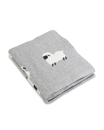 Pomme Sheep Knitted Ultra Soft Blanket-100% Cotton-Light Grey-For Infants