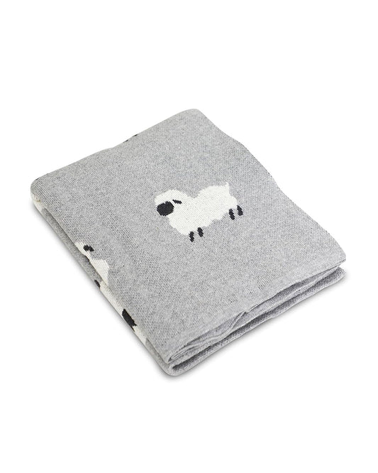 Pomme Sheep Knitted Ultra Soft Blanket-100% Cotton-Light Grey-For Infants