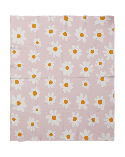 Pomme Flowers Knitted Ultra Soft Blanket-100% Cotton-Peach Pink-For Infants