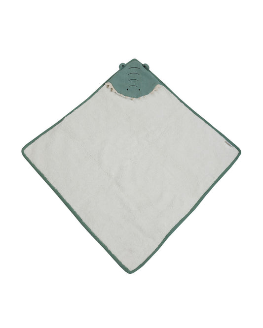 Pomme Crocodile Knitted Ultra Soft Hooded Blanket-100% Cotton-Sea Green-For Infants