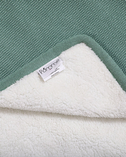 Pomme Crocodile Knitted Ultra Soft Hooded Blanket-100% Cotton-Sea Green-For Infants