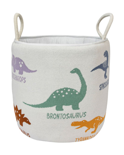 Pomme Storage Basket-For Clothes & Toys-With Handles-100% Cotton-Dinosaur Family